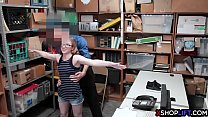 Tighty teen shoplifting with small tits busted and fucked by security guys big dick in his back office after she didnt want to cooperate with him